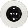 OBZOR Retro juoda elektros rozetė su baltu keraminiu rėmeliu