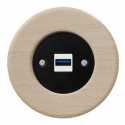 OBZOR RETRO juodas USB lizdas su krovimo funkcija ir buko rėmeliu