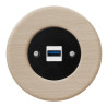 OBZOR RETRO juodas USB lizdas su krovimo funkcija ir buko rėmeliu