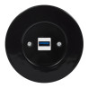 OBZOR RETRO juodas USB lizdas su krovimo funkcija ir juodu keraminiu rėmeliu