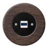 OBZOR RETRO juodas USB lizdas su krovimo funkcija ir ąžuoliniu rėmeliu