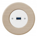 OBZOR RETRO baltas USB lizdas su krovimo funkcija ir buko rėmeliu