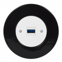 OBZOR RETRO baltas USB lizdas su krovimo funkcija ir juodu keraminiu rėmeliu
