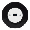 OBZOR RETRO baltas USB lizdas su krovimo funkcija ir juodu keraminiu rėmeliu