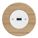 OBZOR RETRO baltas USB lizdas su krovimo funkcija ir ąžuolo rėmeliu