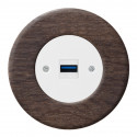 OBZOR RETRO baltas USB lizdas su krovimo funkcija ir ąžuoliniu rėmeliu