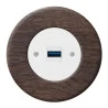 OBZOR RETRO baltas USB lizdas su krovimo funkcija ir ąžuoliniu rėmeliu
