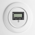 Baltas THPG duroplasto šildomų grindų termostatas su apvaliu rėmeliu