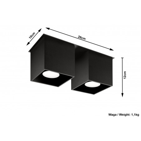 Plafonas QUAD 2 juodas - 5 - 52,34 €