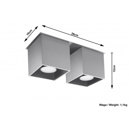 Plafonas QUAD 2 pilkas - 5 - 52,34 €