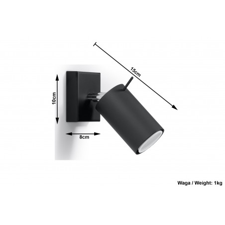 Sieninis šviestuvas RING juodas - 5 - 19,05 €