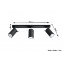 Plafonas RING 3 juodas - 5 - 47,60 €