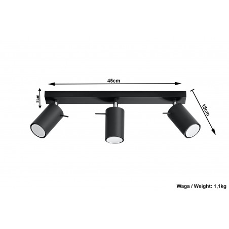 Plafonas RING 3 juodas - 5 - 47,60 €