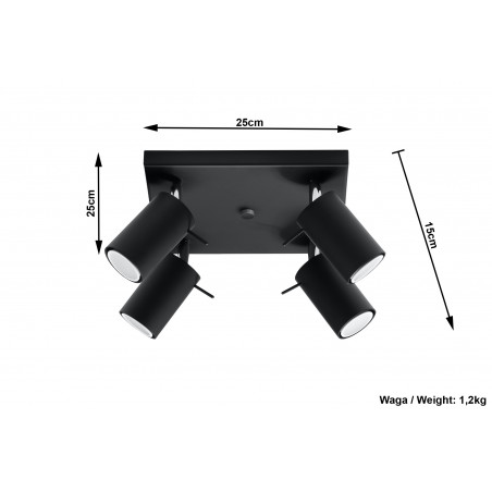 Plafonas RING 4 juodas - 5 - 63,38 €
