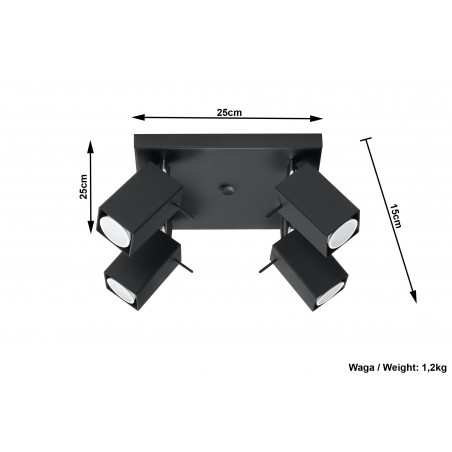 Plafonas MERIDA 4 juodas - 4 - 72,94 €