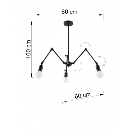 Pakabinamas šviestuvas STARK 3 juodas - 2 - 91,74 €