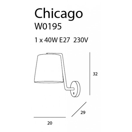 Sieninis šviestuvas CHICAGO CHROM su baltu gaubtu - 3 - 58,60 €