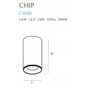 Lubinis šviestuvas CHIP baltas 3000K 8W - 5 - 28,14 €