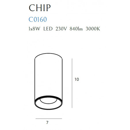 Lubinis šviestuvas CHIP baltas 3000K 8W - 5 - 28,14 €