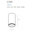 Lubinis šviestuvas CHIP juodas 3000K 8W - 8 - 28,14 €