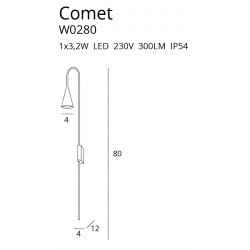 Sieninis šviestuvas COMET juodas, 3W LED, IP54 - 4 - 132,33 €