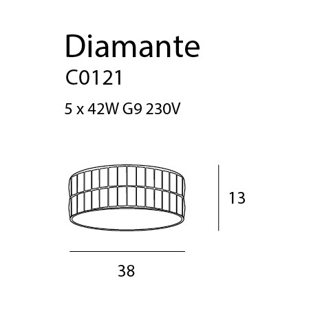Plafonas DIAMANTE mažas 38 cm - 2 - 225,34 €