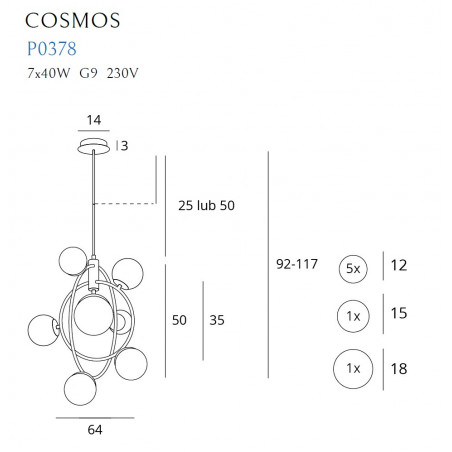 Pakabinamas šviestuvas COSMOS - 4 - 230,23 €