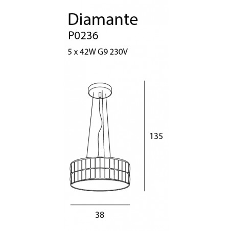 Pakabinamas šviestuvas DIAMANTE mažas 38 cm - 4 - 261,15 €