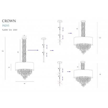 Pakabinamas šviestuvas CROWN 80 cm - 4 - 457,66 €