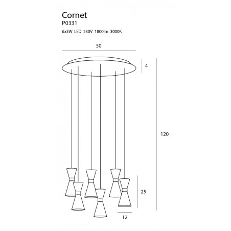 Pakabinamas šviestuvas CORNET 6 LED - 5 - 511,38 €