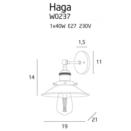 Sieninis šviestuvas HAGA CHROM - 2 - 78,60 €