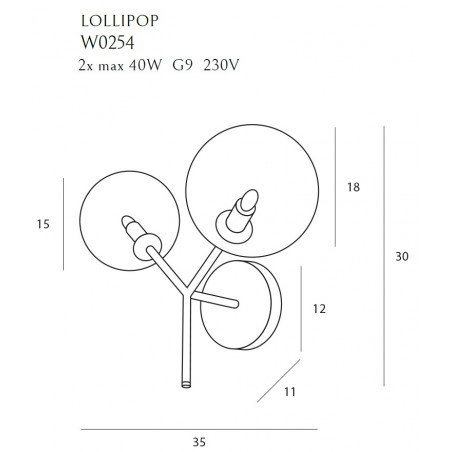 Sieninis šviestuvas LOLLIPOP - 3 - 85,11 €