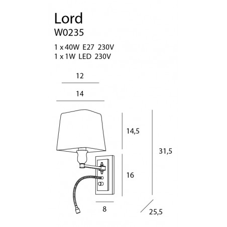 Sieninis šviestuvas LORD - 3 - 103,72 €
