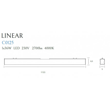 Lubinis šviestuvas LINEAR WHITE 36W 4000K - 4 - 135,11 €