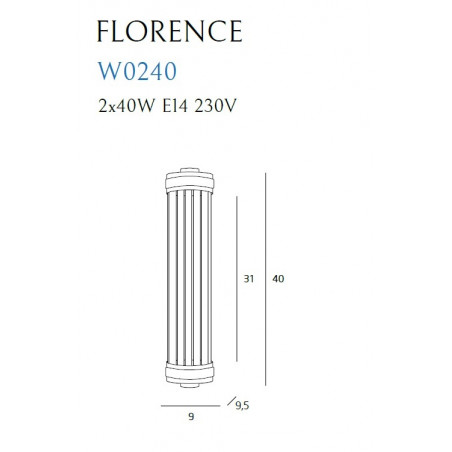 Sieninis šviestuvas FLORENCE žalvario - 5 - 158,59 €