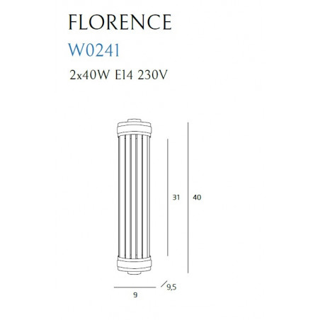 Sieninis šviestuvas FLORENCE CHROM - 3 - 158,59 €