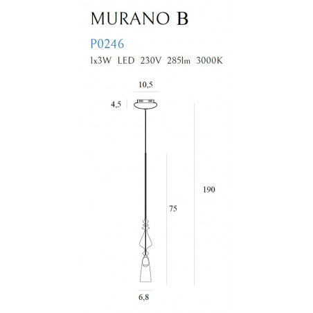 Pakabinamas šviestuvas MURANO B - 2 - 165,12 €