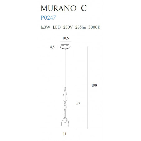 Pakabinamas šviestuvas MURANO C - 2 - 165,12 €