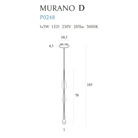 Pakabinamas šviestuvas MURANO D - 3 - 165,12 €