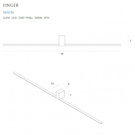 Sieninis šviestuvas FINGER ROUND 90 cm baltas IP54 - 3 - 185,35 €