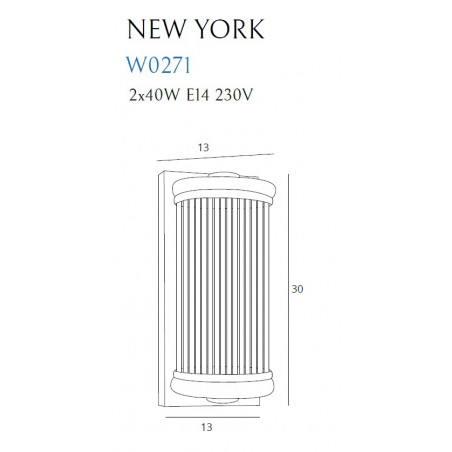 Sieninis šviestuvas NEW YORK žalvario - 3 - 197,67 €