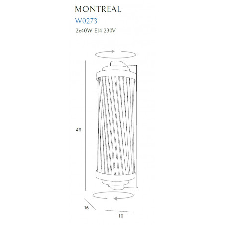 Sieninis šviestuvas MONTREAL žalvario - 4 - 273,24 €
