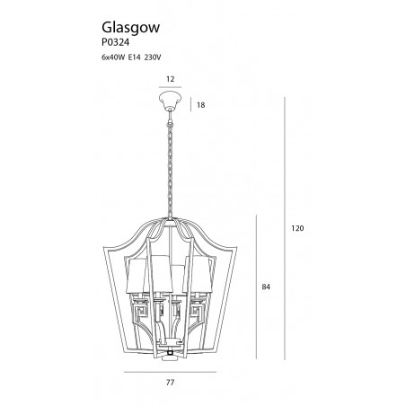 Pakabinamas šviestuvas GLASGOW didelis - 3 - 595,79 €