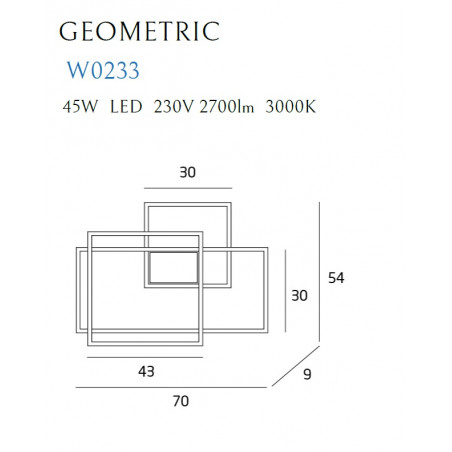 Sieninis šviestuvas LED GEOMETRIC juodas - 3 - 600,68 €