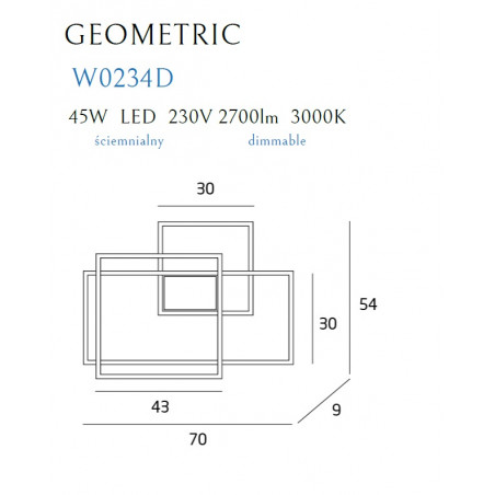 Sieninis šviestuvas LED GEOMETRIC baltas, DIM - 3 - 659,28 €