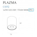 Plafonas PLAZMA baltas IP54 - 3 - 72,09 €