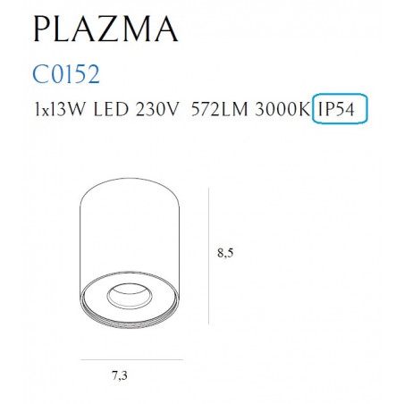 Plafonas PLAZMA baltas IP54 - 3 - 72,09 €