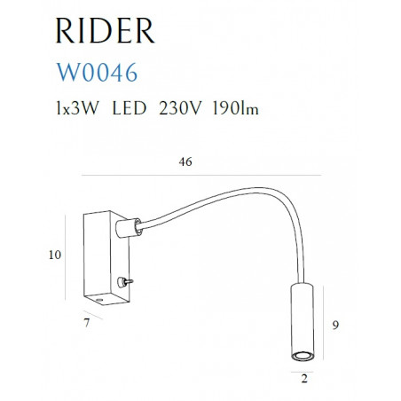 Sieninis šviestuvas RIDER juodas - 4 - 105,81 €