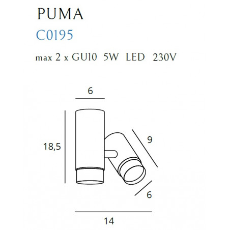Lubinis šviestuvas PUMA 1 - 2 - 113,95 €