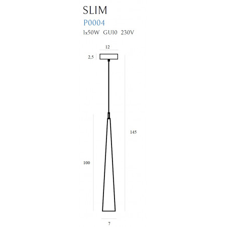 Pakabinamas šviestuvas SLIM juodas 100 - 5 - 130,46 €